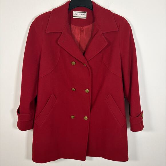 Vintage Mackintosh Over Car Pea Dress Coat Jacket Womens Pure Wool USA Red 2X - Picture 4 of 9